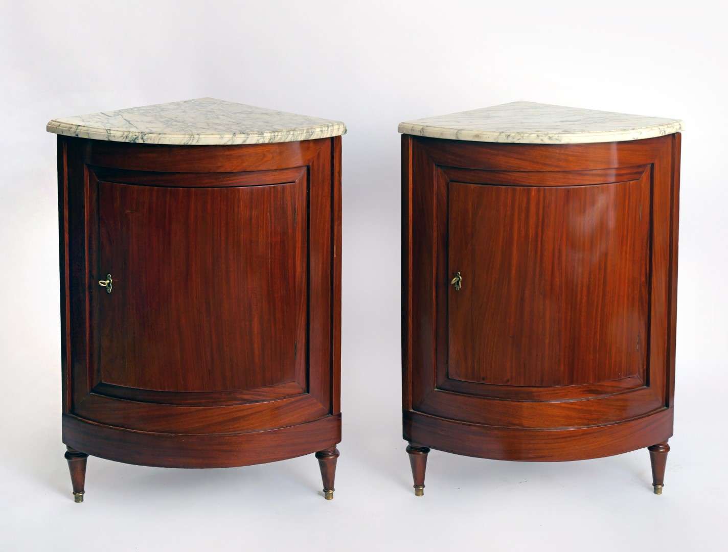 Pair of 18th Century Corner Cabinets with Marble