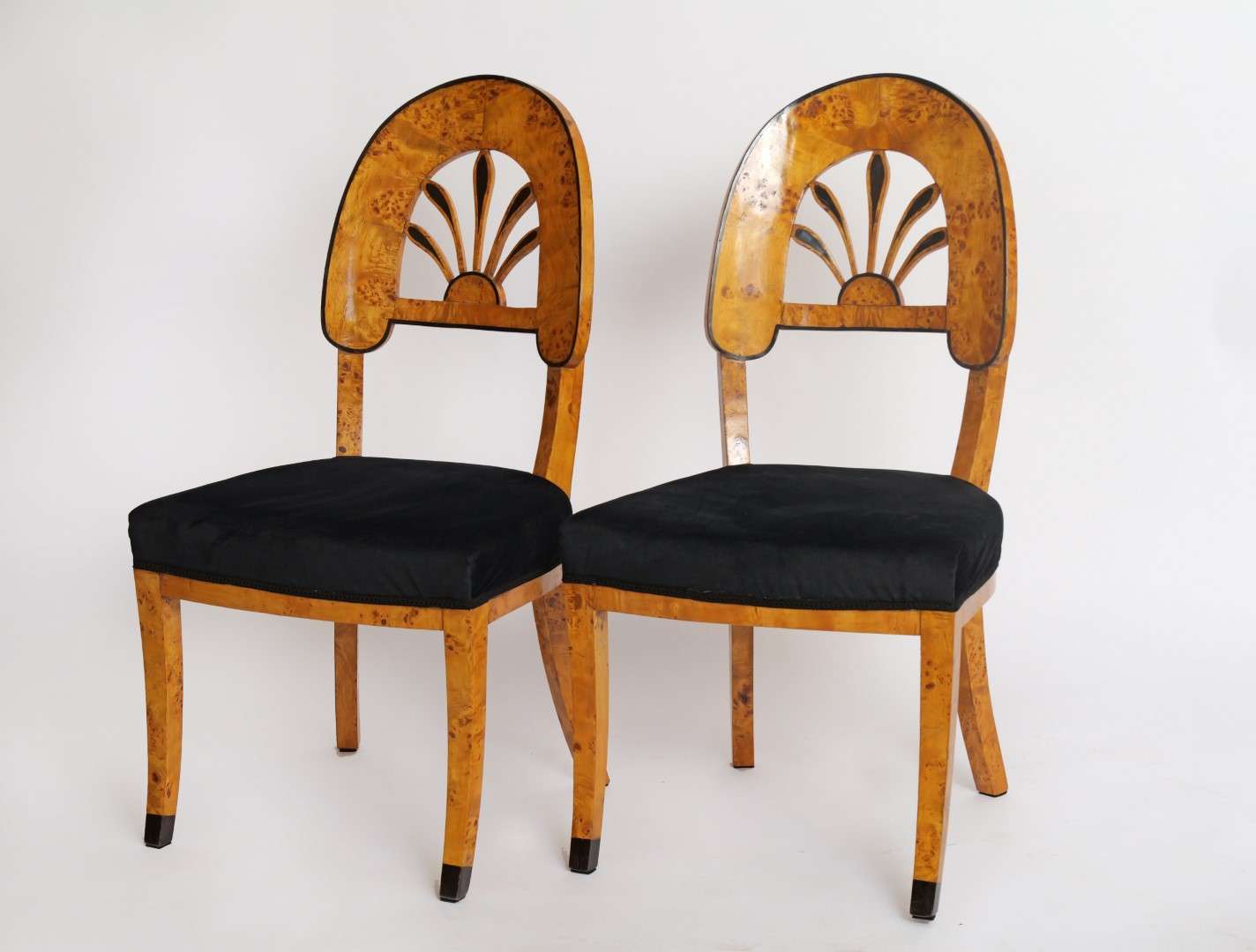 19th Century Salon Chairs in Spruce and Ebony
