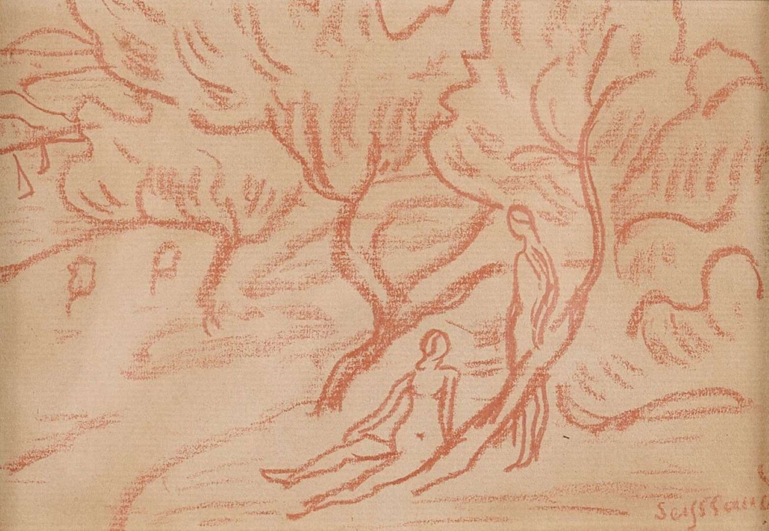 Drawing by René Seyssaud from the 20th Century - Paar unter Bäumen