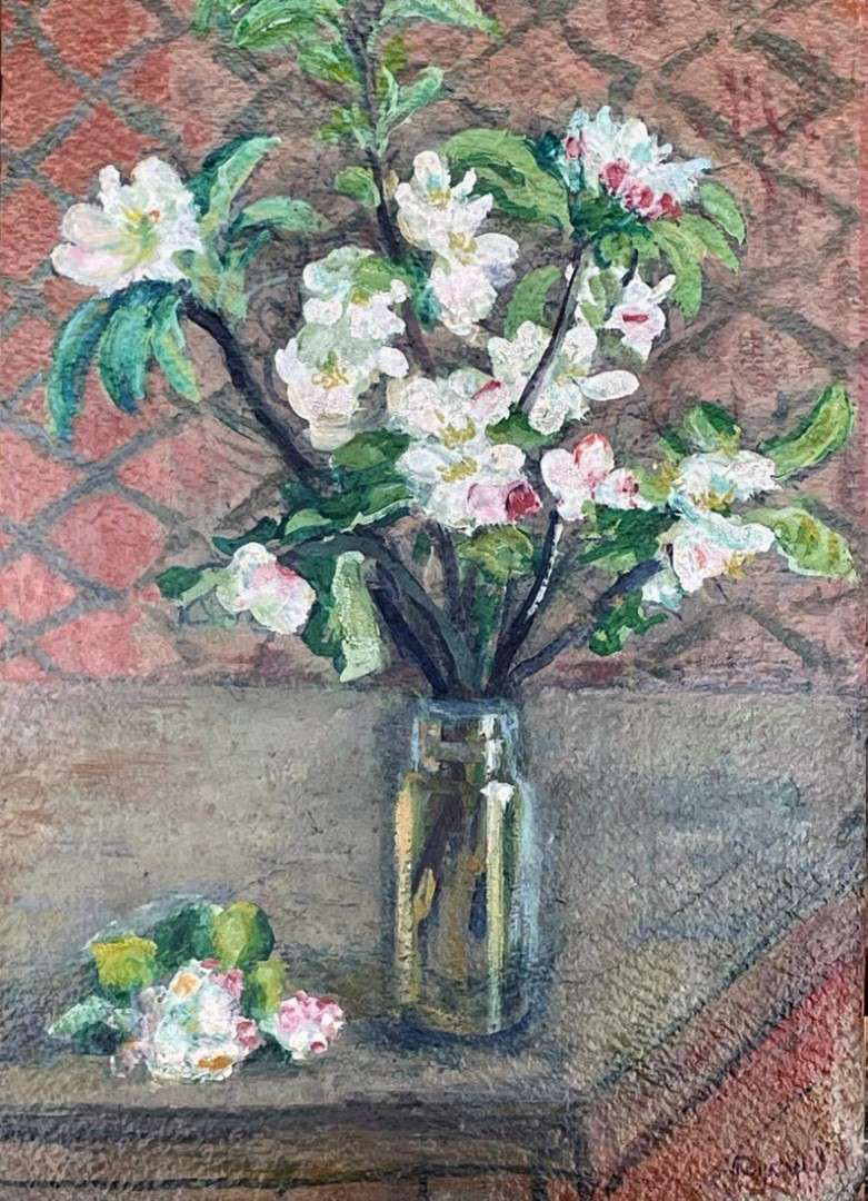 20th Century Oil by Seyssaud with Apple Blossom