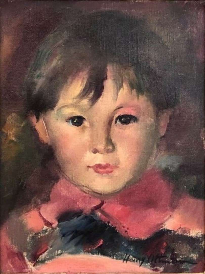Child Portrait of Henry Ottmann in Oil on Canvas