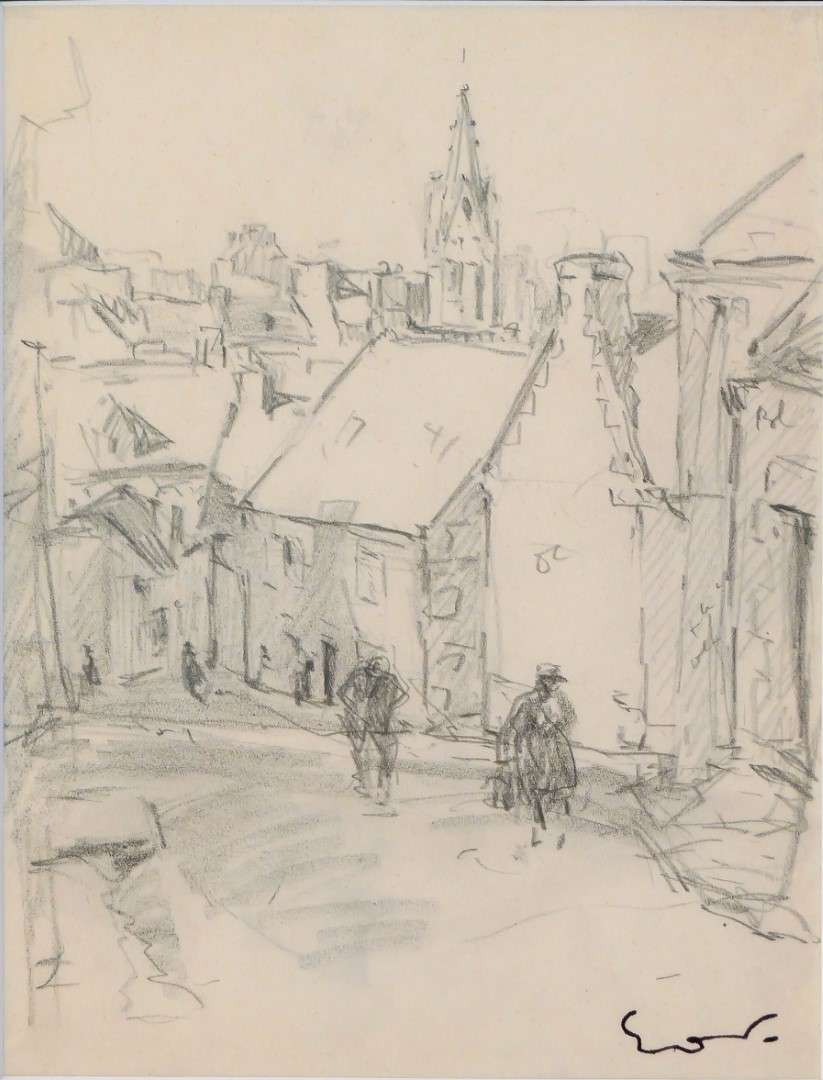 Drawing by Othon Friesz from the 20th Century with Urban Scene