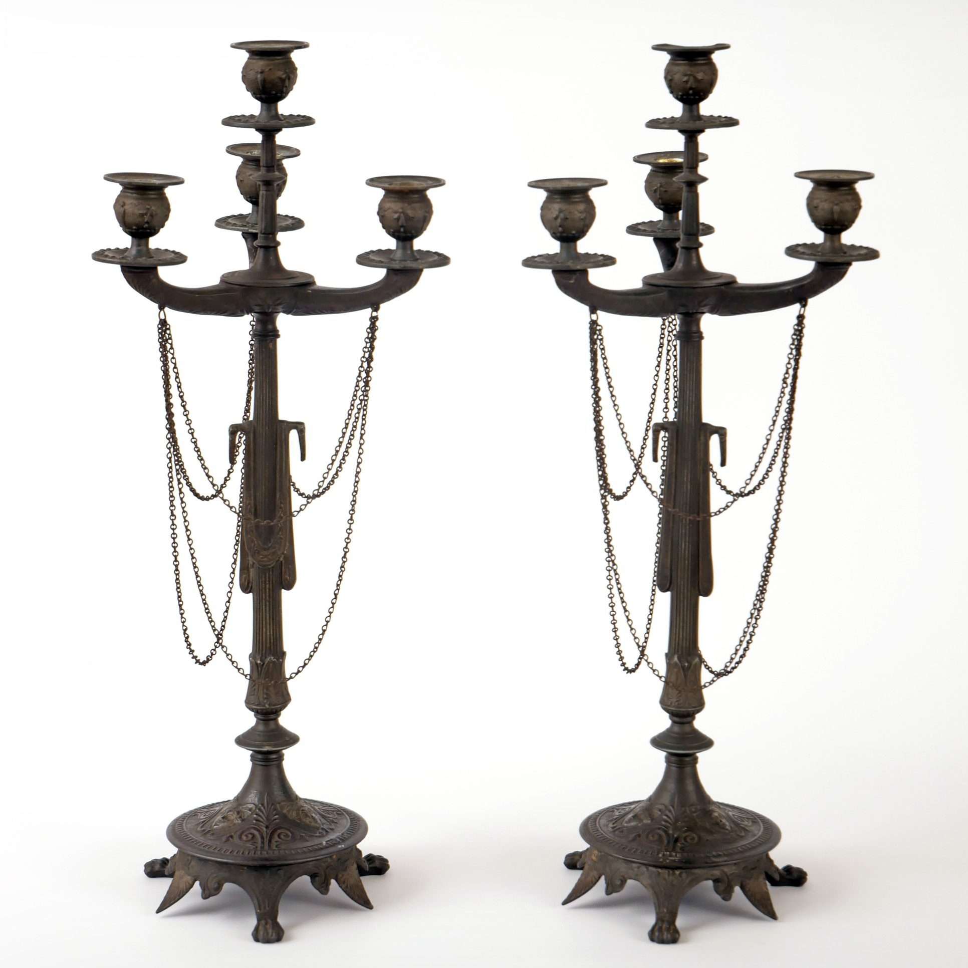 19th Century Bronze Candelabrum in Pompeian Style