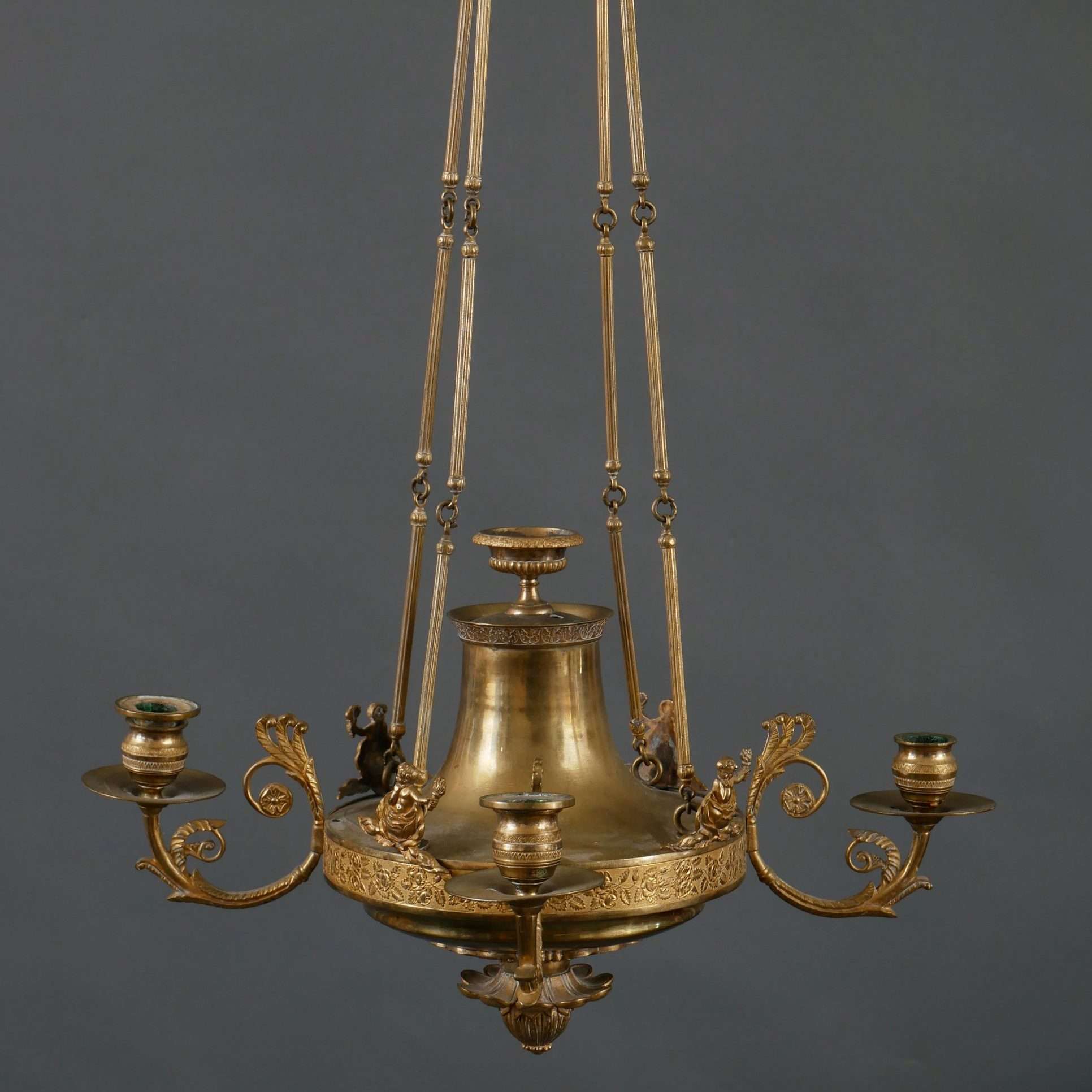 19th Century Hanging Lamp in Gilded Bronze