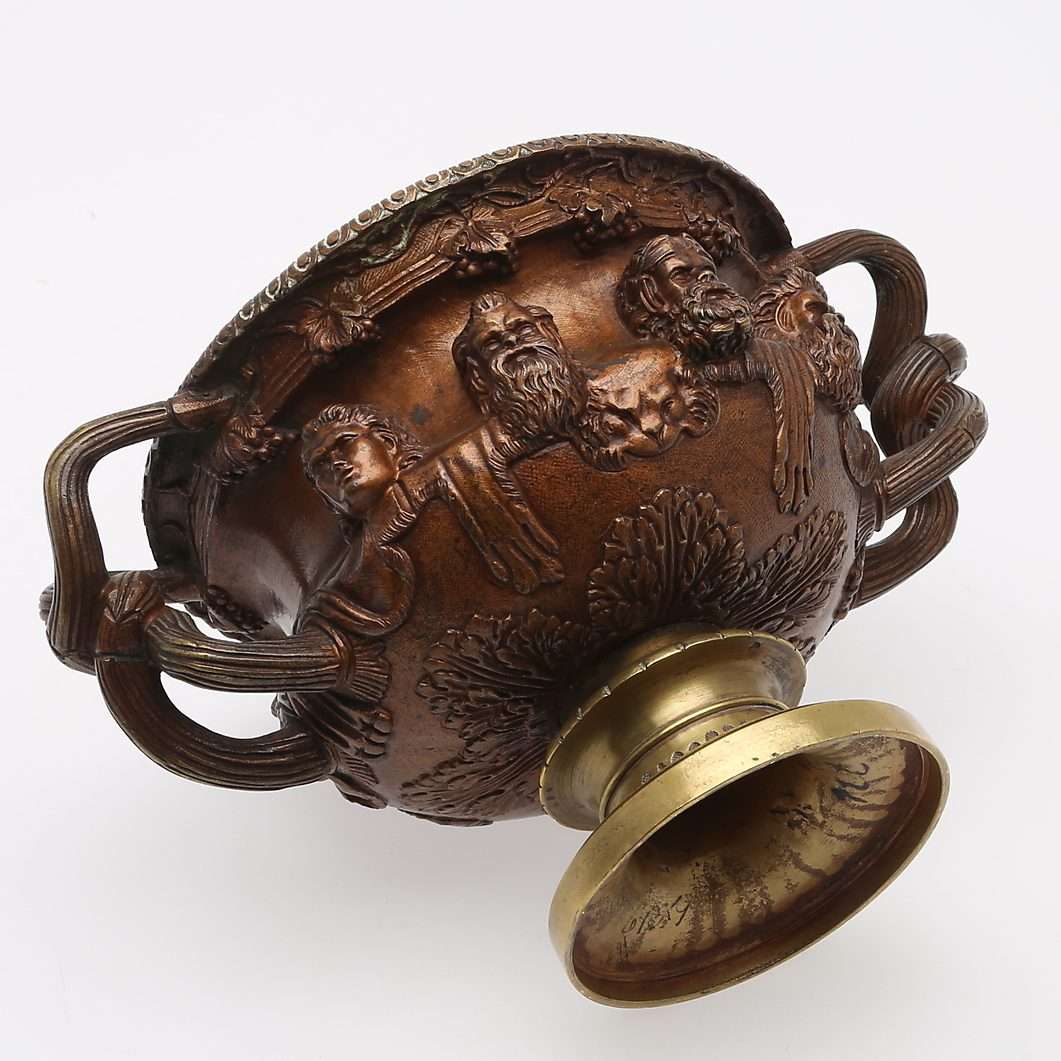 Warwick Vase from the 19th Century in Patinated Bronze